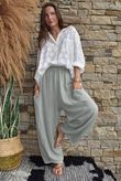 Lina Linen Blend Barrel Pant Washed Khaki